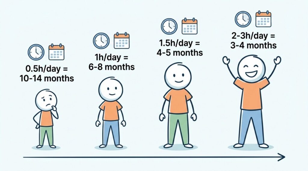 Таблица сроков изучения английского по данным FSI