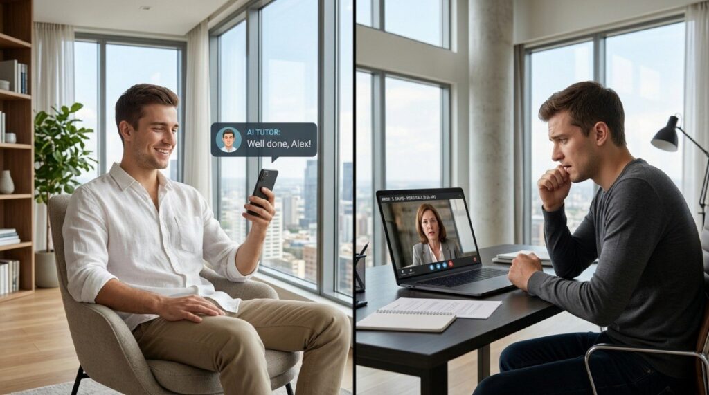 Сравнение AI-тьютора и живого репетитора английского языка