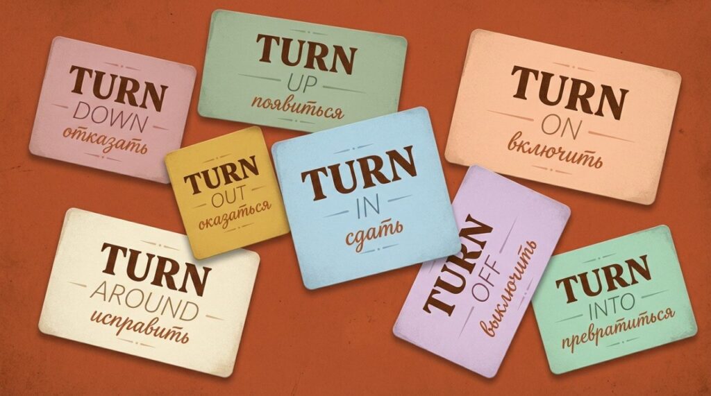 фразовые глаголы английского turn — таблица с переводом