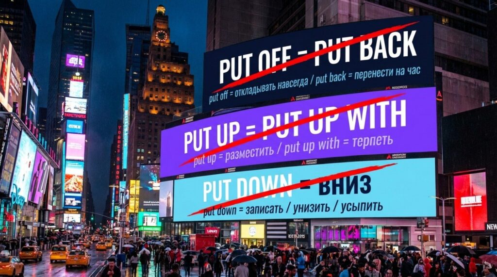 частые ошибки с фразовыми глаголами put в английском