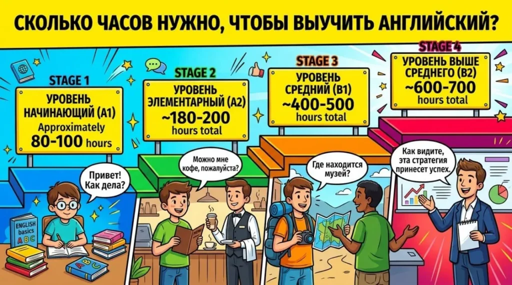 Сколько времени нужно чтобы выучить английский до уровня B2