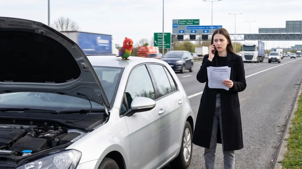 звонок в RAC roadside assistance с обочины M25