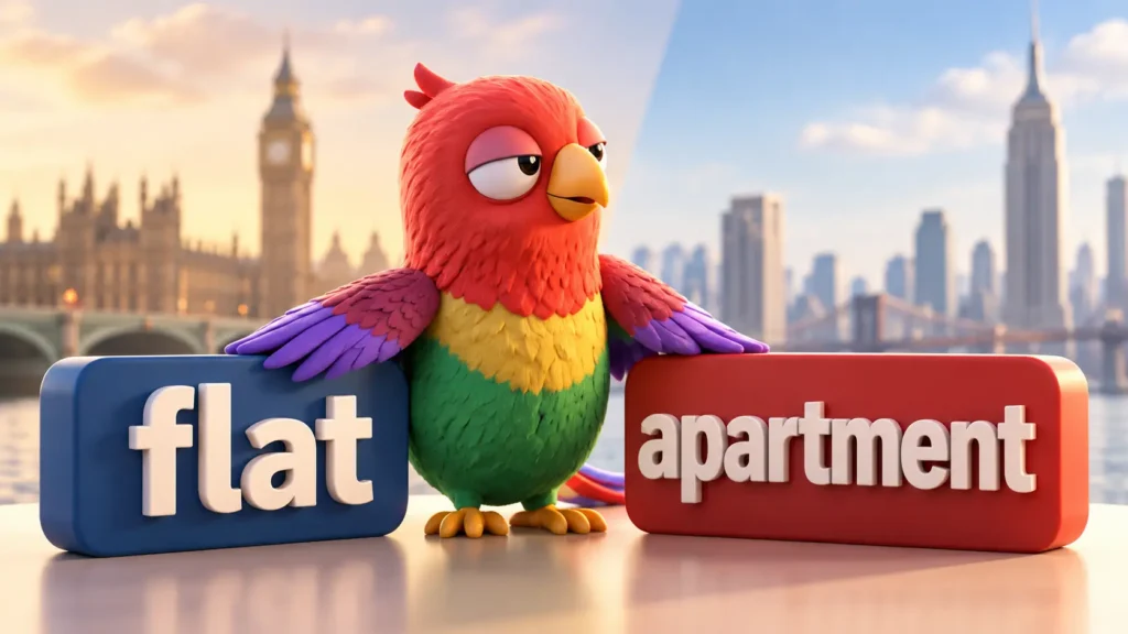 Попугай Ворика сравнивает британское flat и американское apartment
